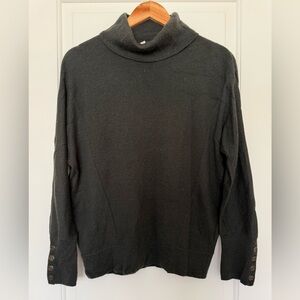 Moth Anthro Wool Blend Turtleneck Sweater - Cozy Chic Ribbed Knit Button Cuff